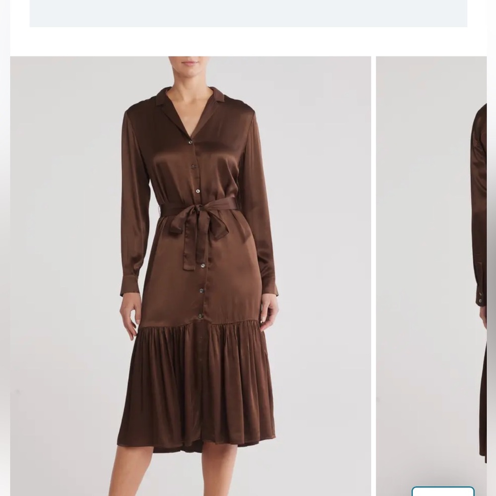 Beatrice Long Sleeve Satin Midi Shirtdress